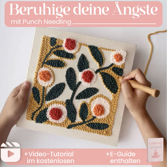 HAPPY STITCH PUNCH NEEDLE SET MIT GARN